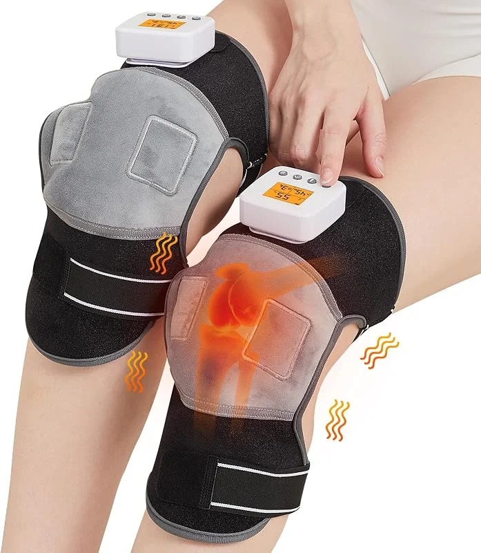JOBYNA Kabellose Heizkissen für Knie, 2Pcs Knie Massagegerät Kniewärmer mit Vibration für Arthritis, Schmerzlinderung, Abschaltautomatik, 45-65℃ Einstellbar — Heizkleidung