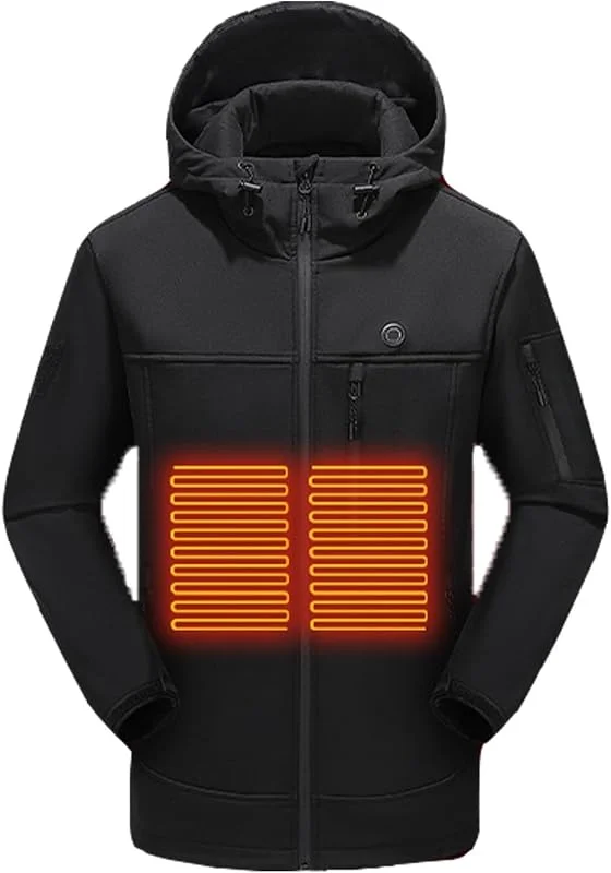 AEGJEGVD Beheizbare Jacke Herren Damen Heizjacke Beheizbare Jacke mit Kapuze Warme Pufferjacke mit 10 Heizzonen für Outdoor-Aktivitäten mit Heizung USB Elektrische Waschbar Heizjacke — Heizkleidung