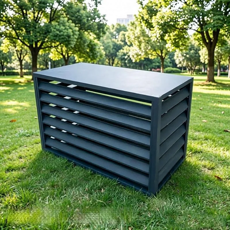 Aluminium Klimaanlagenverkleidung, Sichtschutz Wärmepumpe, Lamellen-Design — Heizung Warmepumpe