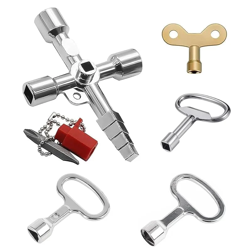 5 Stück Heizungsentlüftungsschlüssel Set, Schwarzer Heizungsschlüssel, Goldener Heizkörperentlüftungsschlüssel, Dreieckschlüssel, Entlüftungsschlüssel für Heizkörper und Wasserhähne — Heizung Warmepumpe