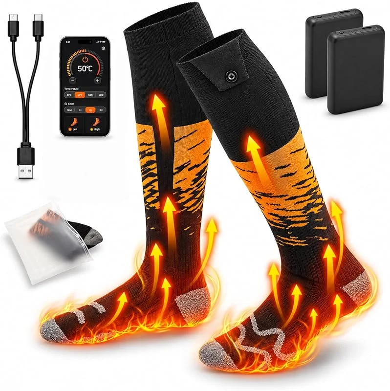 Wiederaufladbare Heizsocken, Beheizbare Socken, 4 Heizstufen bis 75°C — Heizkleidung