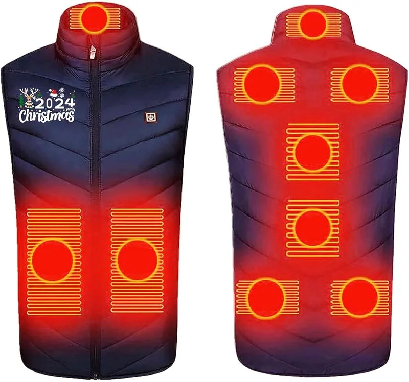 AEGJEGVD 2024 Beheizbare Weste Heizweste Herren Damen mit 9 Zonen Heizung 3 Temperaturregler Beheizte Weste (Ohne Powerbank) Beheizbare Jacke Heizweste USB Eletriksche Heizweste — Heizkleidung