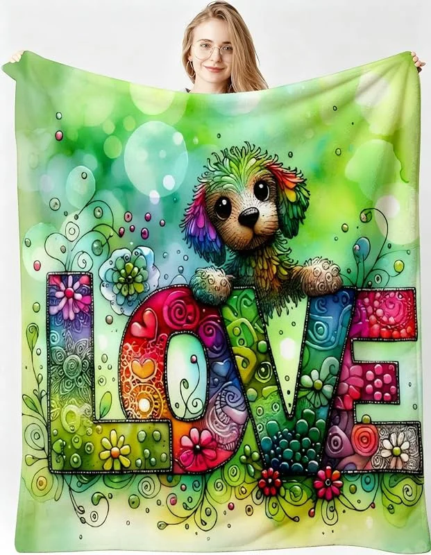 Kuscheldecke XXL 220x240 cm Buchstabe Love für Sofa, Doppelbett-B278 — Heizung Warmepumpe
