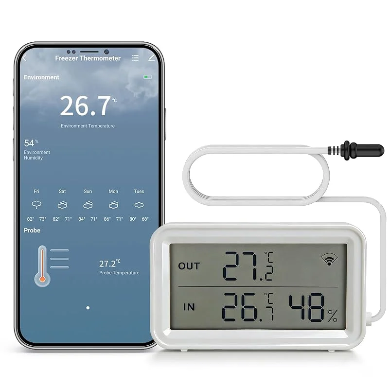 WLAN Thermometer Hygrometer Innen mit Sonde, App-Alarm, ohne Hub — Luftbefeuchter