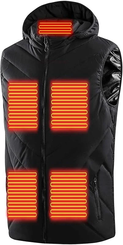 Battnot Beheizbare Weste Herren Beheizte Weste männer Beheizbare Jacke Heizweste Wärmeweste mit 3 Stufen Temperatur ärmellose USB elektrisch beheizte Jacke Weste für Outdoor Skifahren Motorrad — Heizkleidung
