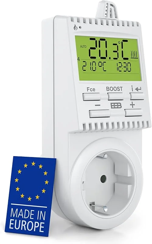 ELEKTROBOCK TS30 Steckdosen-Thermostat, Temperaturregler 230V für Elektro- & Infrarotheizung, Programmierbares Thermostat für Steckdose mit Display & Timer, Heiz- & Kühlfunktion — Heizung Warmepumpe