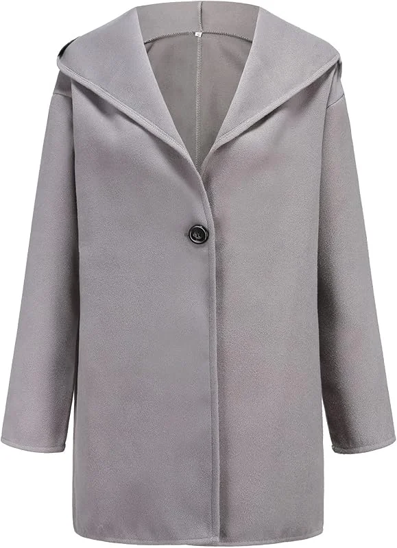 Damen Mantel Winter Lang mit Kapuze Trenchcoat Elegant mit Knöpfen Wollmantel Damen Oversize Wintermantel Damen Warm Übergangsjacke Große Größen Winterjacke Langer Damenmantel Einfarbig Coat — Heizkleidung