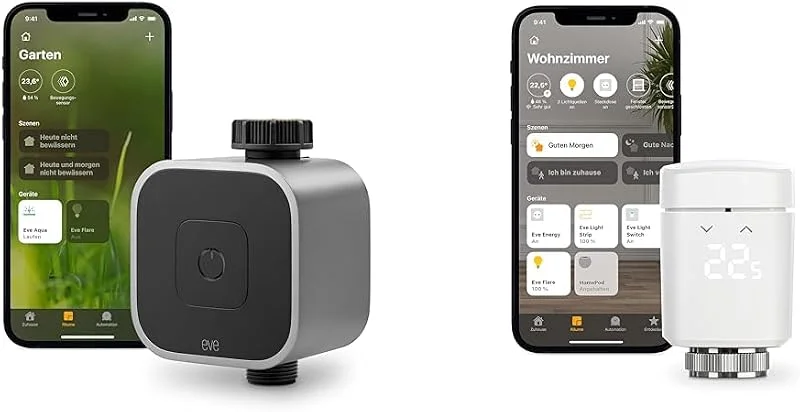 Eve Aqua – Smarte Bewässerungssteuerung per App oder Siri & Thermo - Smartes Heizkörperthermostat — Heizung Warmepumpe