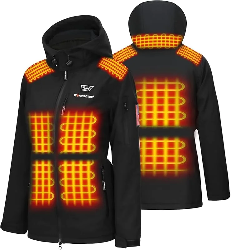 Beheizbare Jacke Damen, Wasserdicht Winddicht warm Beheizbarer Hoodie mit 15000MAH Akku, Beheizte Jacken für Outdoor Wandern Jagd Motorrad — Heizkleidung