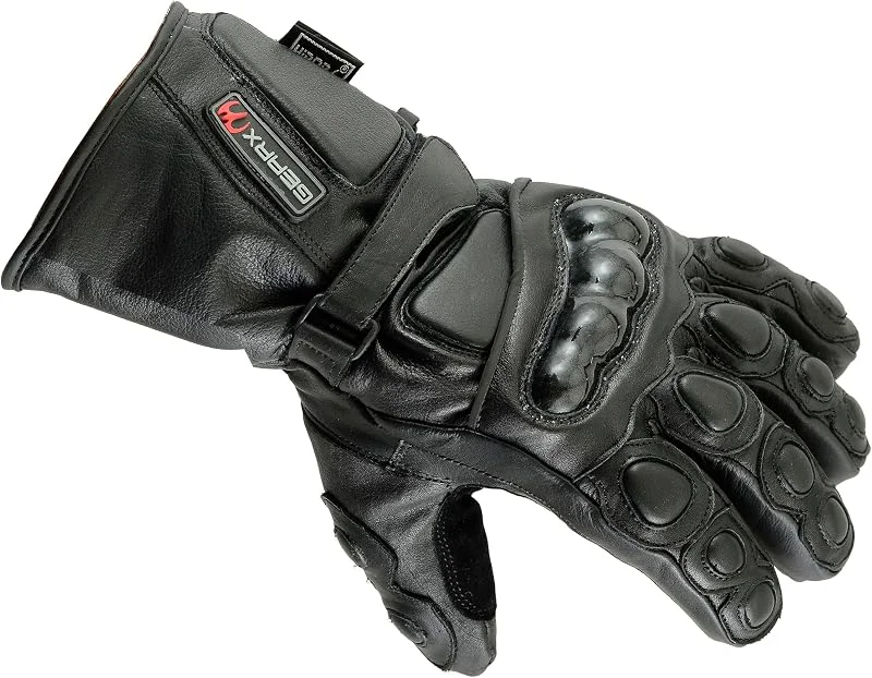 Winter Wasserdichte Leder handschuhe Motorrad Knöchel schutz - Schwarz, XL — Heizkleidung