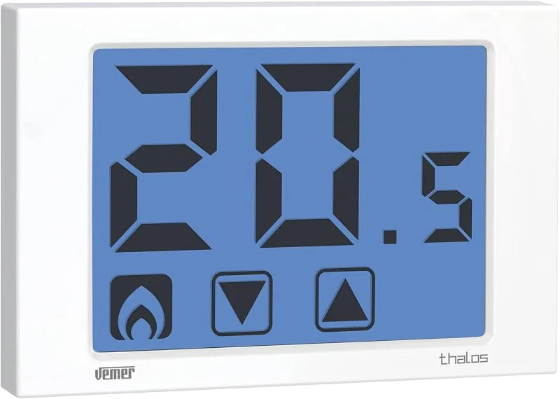 VEMER VE432100 THALOS - Digital Heizungsthermostat, Thermostat mit Touchscreen LCD Display, Stromversorgung mit Batterien, Weiss — Heizung Warmepumpe