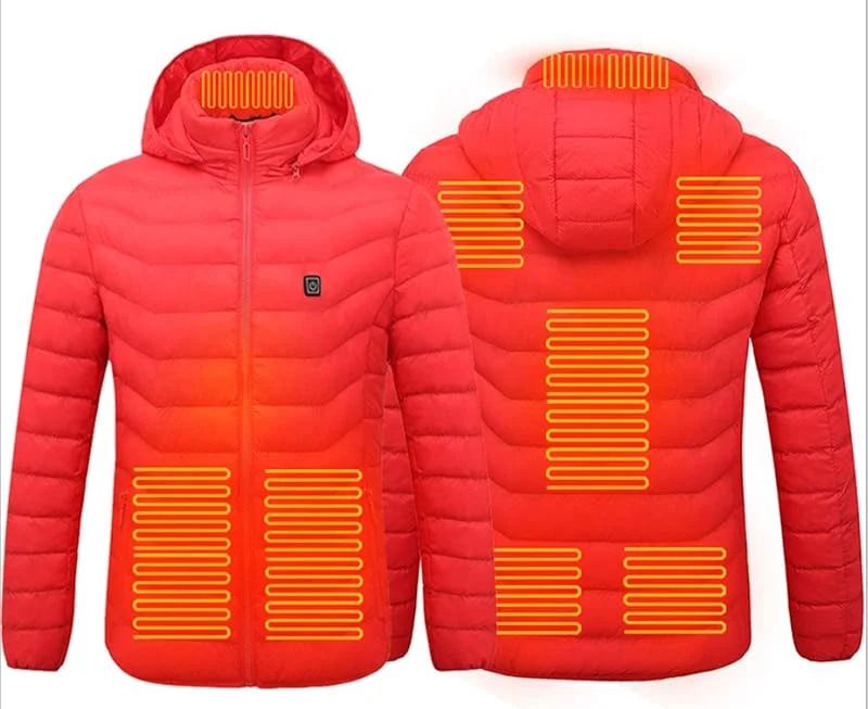 Wärmeweste Frauen Männer Daunenschicht Einstellbare Wärme Elektrische Beheizte Jacke Heizungsweste Männer Daunenmantel Für Kaltes Wetter (Power Bank Beinhalten), Red, M — Heizkleidung