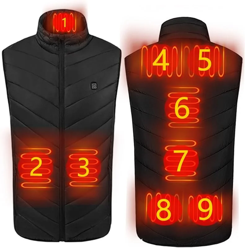 Battnot 2023 Beheizbare Weste Herren Damen Beheizte Weste ärmellos Jacke Mit Heizung Wärmeweste Beheizbare Jacke Heizweste USB elektrisch Heated Vest Wärmende Gilet für Outdoor Skifahren Motorrad — Heizkleidung