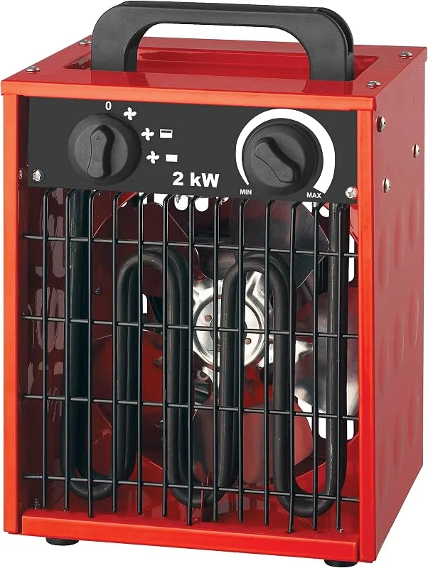 SHX Industrie-Heizlüfter 2000W SHX308HEAT2022 – 2000 Watt, Heizelement aus rostfreiem Stahl, 3 Betriebsmodi, spritzwassergeschützt, einstellb. Thermostat, Überhitzungsschutz, Tragegriff, rot, schwarz — Heizung Warmepumpe