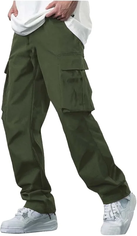 Herren Hose Chino Cargo Hose Freizeithose Baumwolle Sporthose Casual Jogginghose Elastische Taille mit Kordelzug Sweatpants Herren mit Taschen Softshell Hose Herren Hosen Cargo Schwarz — Heizkleidung