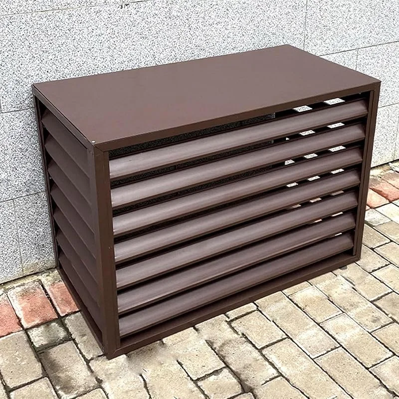 Abdeckung für Klimaanlagen für den Außenbereich, Aluminium, Wärmepumpe, schützt das Zentraleinheit, Gitter, Sichtschutzzaun, wetterfest, AC-Abdeckung, UV-beständiges Outdoor-Zubehör (Farbe: Braun) — Heizung Warmepumpe