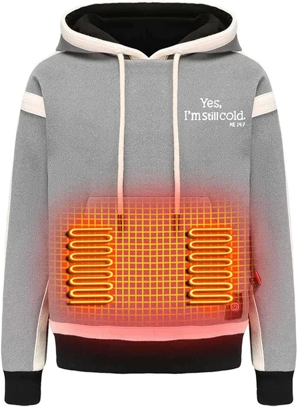 Beheizbare Hoodie Damen Beheizbare Pullover Herren mit 9 Heizzonen Langarm Baumwolle Beheizte Kapuzenpullover USB Elektrisch Beheizbare Sweatershirt mit Kapuze Erwachsene Bluse Tops mit Heizung — Heizkleidung
