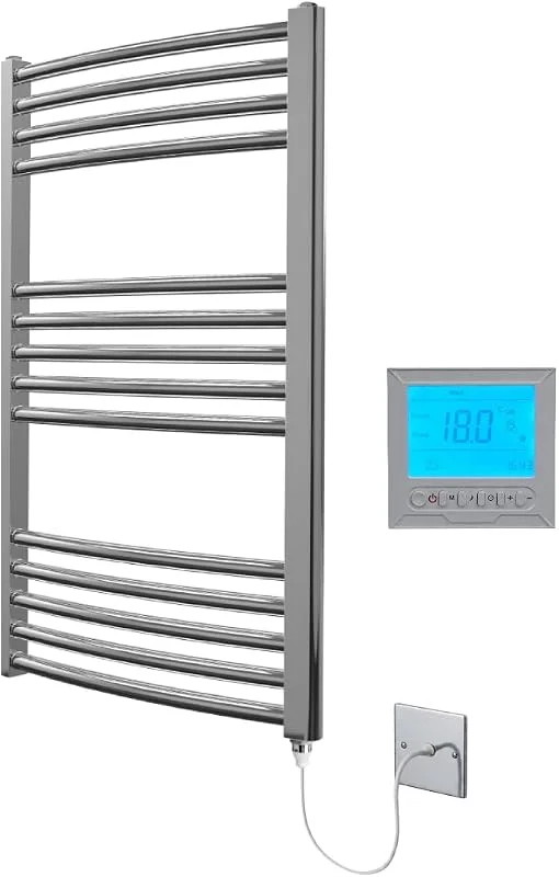 Elektrischer Handtuchhalter mit Timer und Raumthermostat, verchromt, 500 W x 800 H — Heizung Warmepumpe