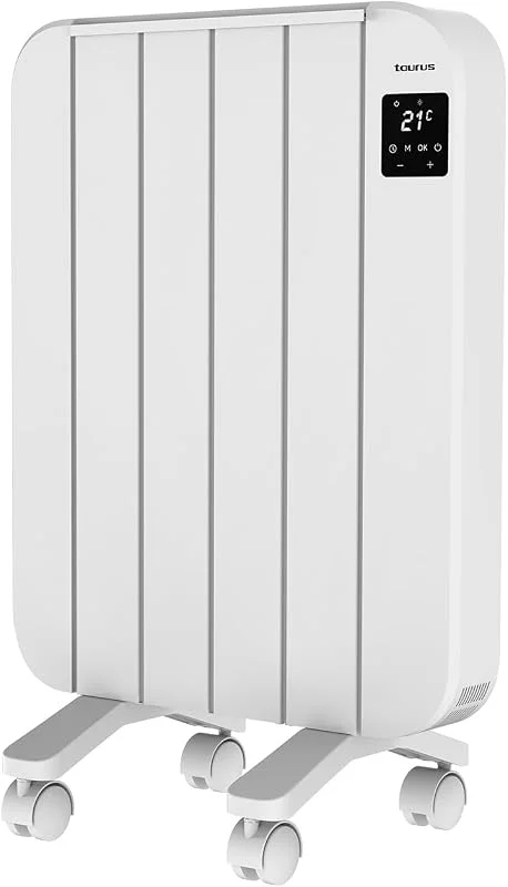 Taurus - Elektroradiator 1000W, energiesparend, 4 Rippen, 4 Stufen, einstellbares Thermostat, Timer, Überhitzungsschutz, LCD, flüsterleise, Wand, Stand, totale Abschaltung — Heizung Warmepumpe