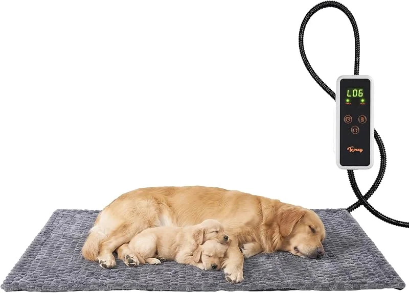 Toozey Heizmatte Katze Hund, Heizdecke, 6 Heizstufen und 6 Timer, 120x70 cm — Heizung Warmepumpe