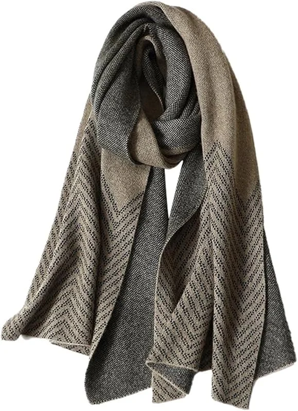 Schal Damen-Kaschmirschal, Winterschal, dick gestrickt, farblich abgesetzter Jacquard-Cape — Heizkleidung