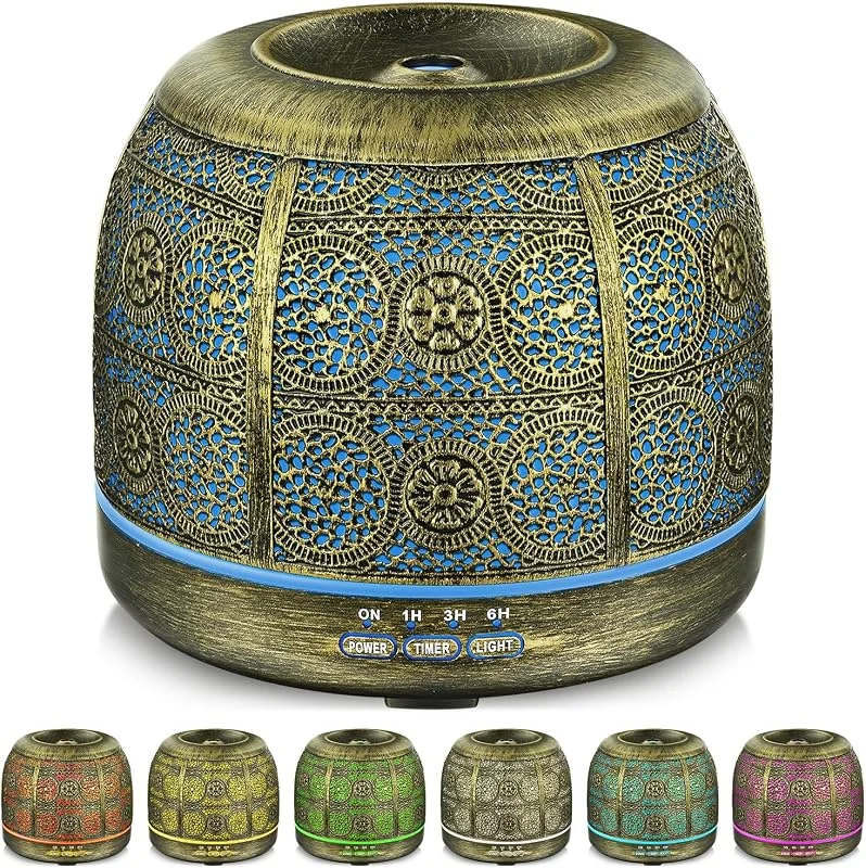 SALKING Aroma Diffuser, 500ml Metall Diffusor ätherische Öle 7 LED Licht — Luftbefeuchter