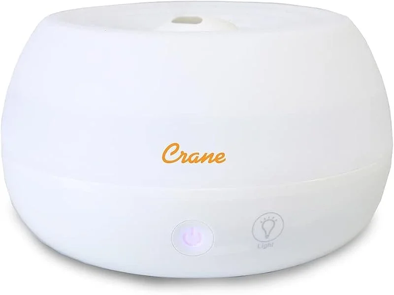 Crane Diffusor für ätherische Öle, Aroma ätherisches Öl, kühler Nebel, Luftbefeuchter mit einstellbarem Nebel und wasserloser automatischer Abschaltung, rund