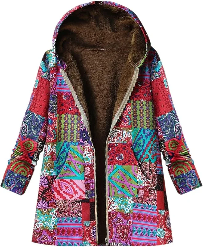 Wintermantel Damen Warm Gefüttert Winterjacke Damen Flauschig Daunenmantel Damen Mit Kapuze Daunenjacke Frauen Dicke Mantel Damen Winter Fleecejacke Vintage Kuscheljacke Zipper Wollmantel — Heizkleidung