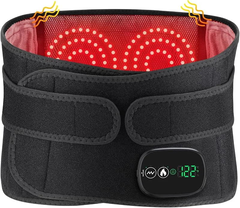 Elektrische Heizmatte Für Die Taille, Kabelloser Beheizter Rückengurt, Abdominalwärmer Mit 3 Schnellen Heiz- und 3 Massagemodi, Touchscreen Für Den Unteren Rücken Mit 5000mAh-Akku (Schwarz) — Heizkleidung