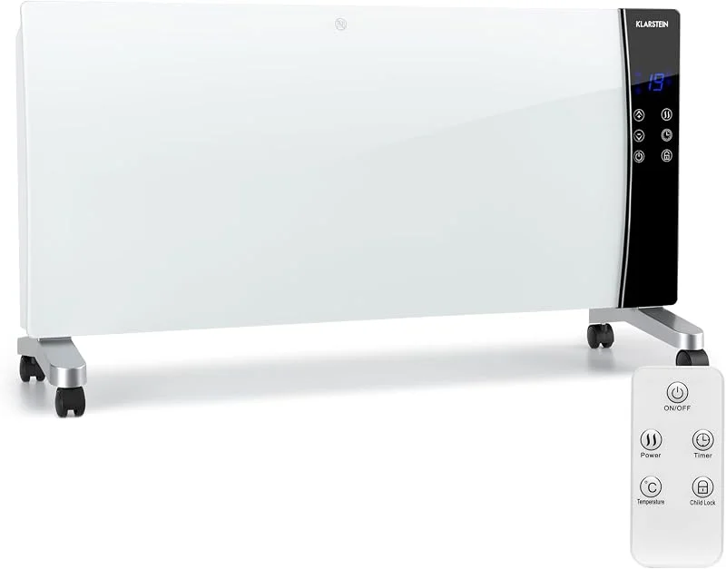 Klarstein Lindholm Konvektionsheizgerät, Heizung, LED-Display, Touch-Panel, Fernbedienung, Timer, 2 Heizstufen: 1000 oder 2000 W, Thermostat 16-40 °C, Kindersicherung, Überhitzungsschutz, weiß — Heizung Warmepumpe