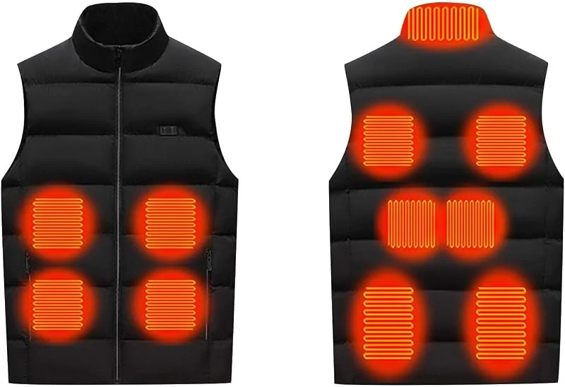 KHIRVWL Heizweste Herren Beheizbare Weste Beheizbare Jacke Wasserdicht Winddicht Warm Softshell Winterjacke Dual Control Zone 11 Unisex Heizweste ärmellos mit Hohem Halsausschnitt und Reißverschluss — Heizkleidung