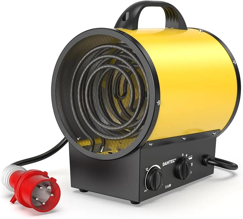 DAHTEC Heizlüfter Elektroheizer 5 kW Industrie Heizgebläse mit Thermostat — Heizung Warmepumpe