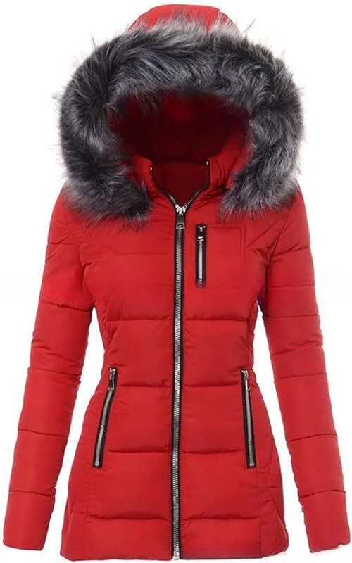 Ansenesna Winterjacke Damen Warm Mit Fellkapuze Steppjacke Damen Mit — Heizkleidung