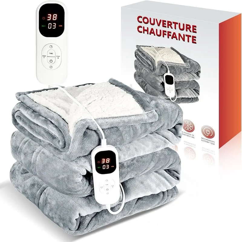 Heizdecke Elektrisch 180x130 cm, Flauschige Wärmedecke mit Abschaltautomatik & 6 Timer, 6 Heizstufen, Sleep-Modus, Heizunterbett, Washable, Schnelle Aufheizung, Beheizbare Decke für Sofa & Bett — Heizung Warmepumpe