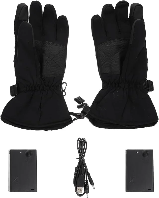 Beheizbare Handschuhe mit Touchscreen, Winddicht, Schwarz — Heizkleidung