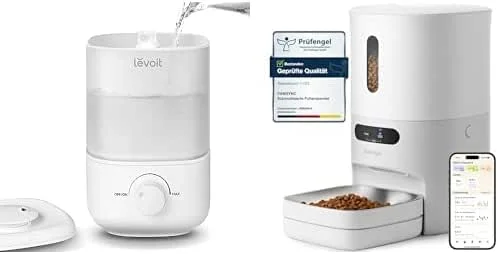 LEVOIT 2, 5L Mini Luftbefeuchter bis 25H, 26dB leise Top-Fill Humidifier für Baby Pflanzen + Pawsync Futterautomat Katze & kleiner Hund mit App-Fernfütterung, individuelle Fütterungspläne