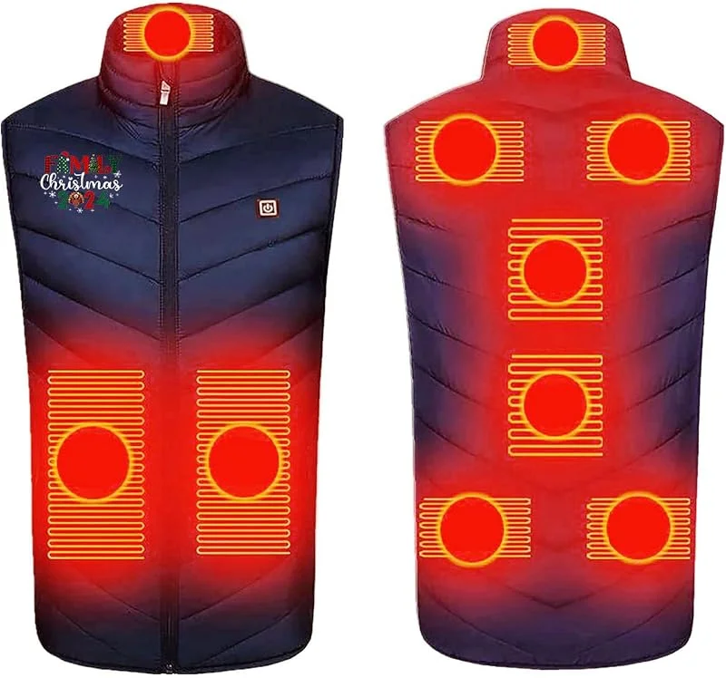 2024 Beheizbare Weste Heizweste Herren Damen mit 9 Zonen Heizung 3 Temperaturregler Beheizte Weste (Ohne Powerbank) Beheizbare Jacke Heizweste USB Eletriksche Heizweste Outdoor Motorrad Skifahren — Heizkleidung