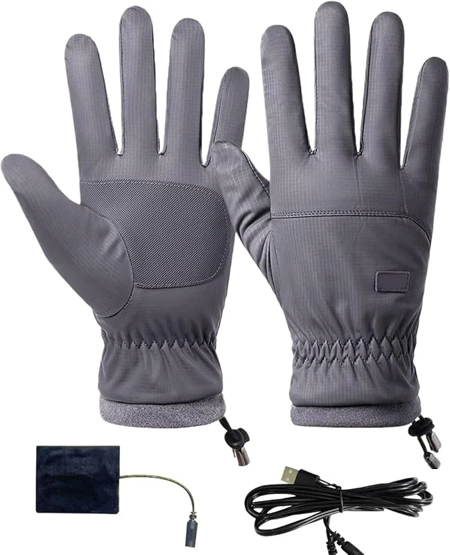 Heizhandschuhe, Winddichte USB Heizhandschuhe Damen Für Outdoor, rutschfeste elektrische Touchscreen-Fäustlinge, Kälteschutz für Arbeit, Snowboarden, Sport, Rodeln und Skifahren — Heizkleidung