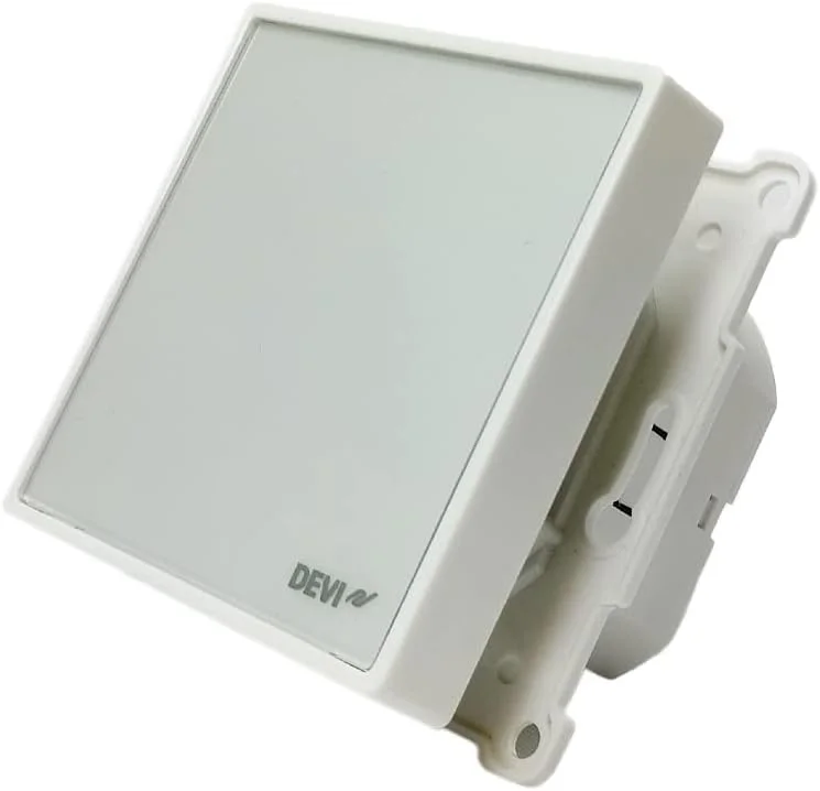 DEVI Raum+BodenThermostat 140F1141 RAL9010 Raumthermostat, Uhrenthermostat 5703466239636, White, x — Heizung Warmepumpe