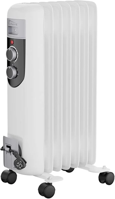 TroniTechnik® Ölradiator OR-107 7 Rippen 1500 W Thermostat weiß — Heizung Warmepumpe