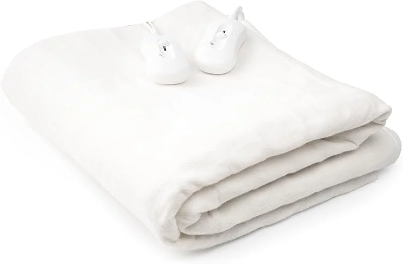 CELLUSTOP Elektrische Matratzenauflage für 2 Personen – Bettwärmer – Heizdecke für Doppelbett – 2 Fernbedienungen – 3 Temperaturstufen – 160 x 140 cm – 2 x 60 W – Weiß — Heizung Warmepumpe