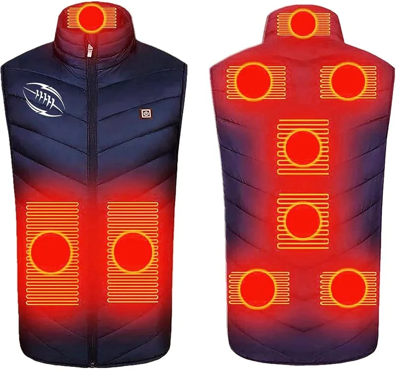 AEGJEGVD Beheizbare Weste Heizweste Herren Damen 9 Zonen Heizung 18 Temperaturregler Beheizte Weste (Ohne Powerbank) Wärmeweste für Outdoor-Aktivitäten — Heizkleidung