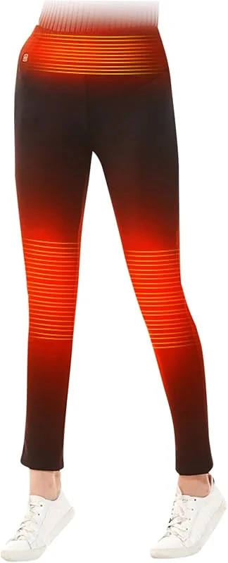 Generisch Thermische Damen-Freizeithose ultraweiches Langmodell mit Reißverschlusstasche warme Slim-Fit-Winterhose beheizbare USB-Leggings für kaltes Wetter — Heizkleidung
