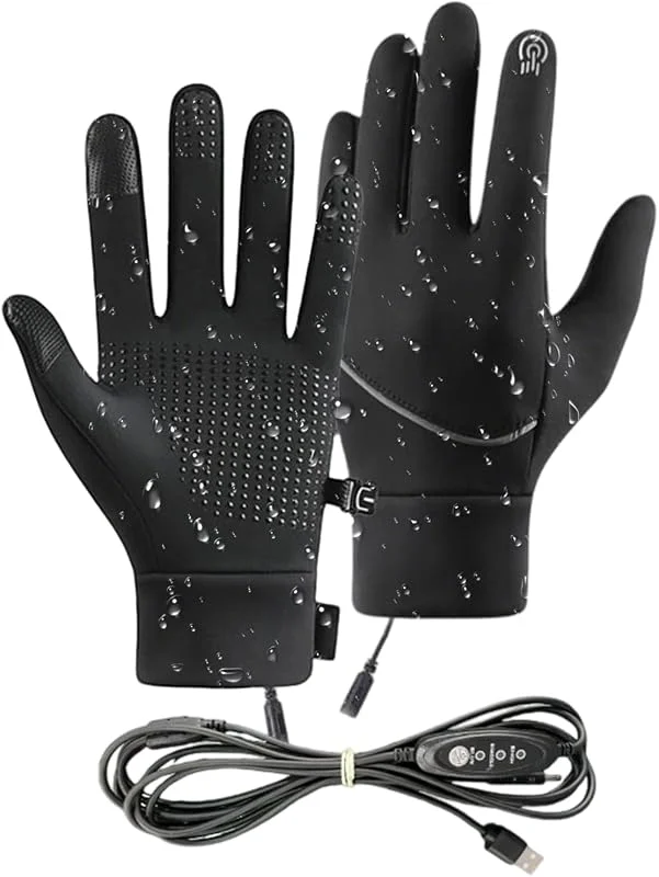 Beheizte Handschuhe für Männer, USB-Touchscreen-Handschuhe mit 3 verstellbaren Temperaturen, warme Handschuhe für kaltes Wetter – für Motorrad, Fahrrad, Ski, Snowboard, Skaten, Wandern, Arbeit — Heizkleidung
