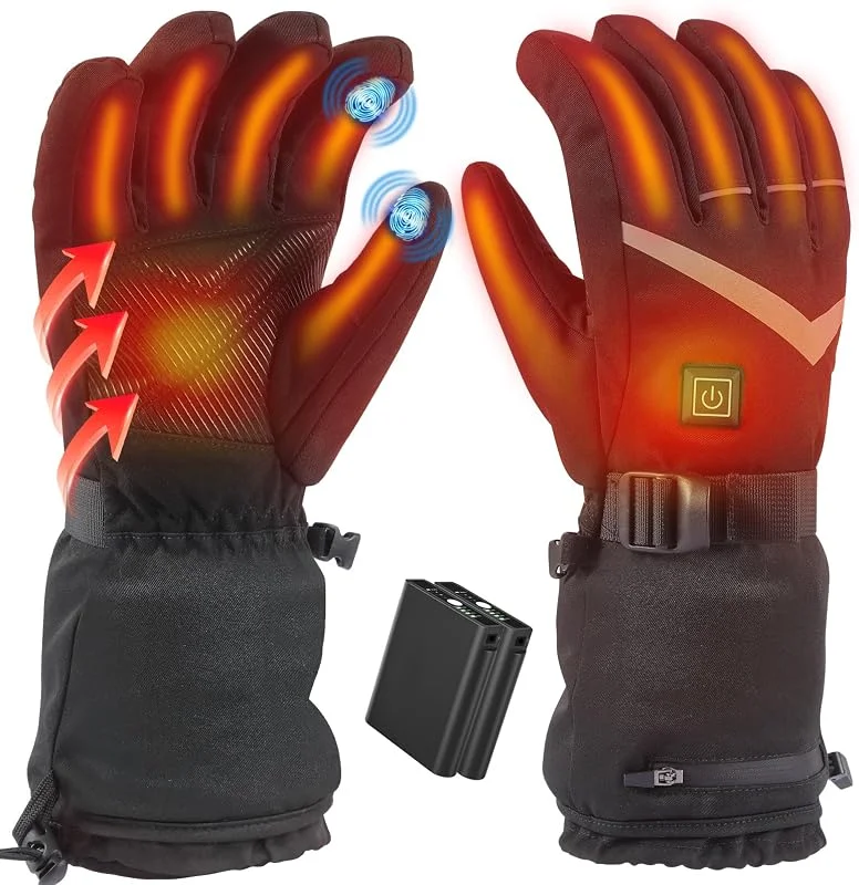 tantu Beheizbare Handschuhe Herren Damen, Beheizte Handschuhe mit 7.4V, 2×5000mAh Wiederaufladbare Akkus, 4 Heizstufen Wählen Handschuhe mit Heizung Skifahren Camping Wandern Motorradhandschuhe — Heizkleidung