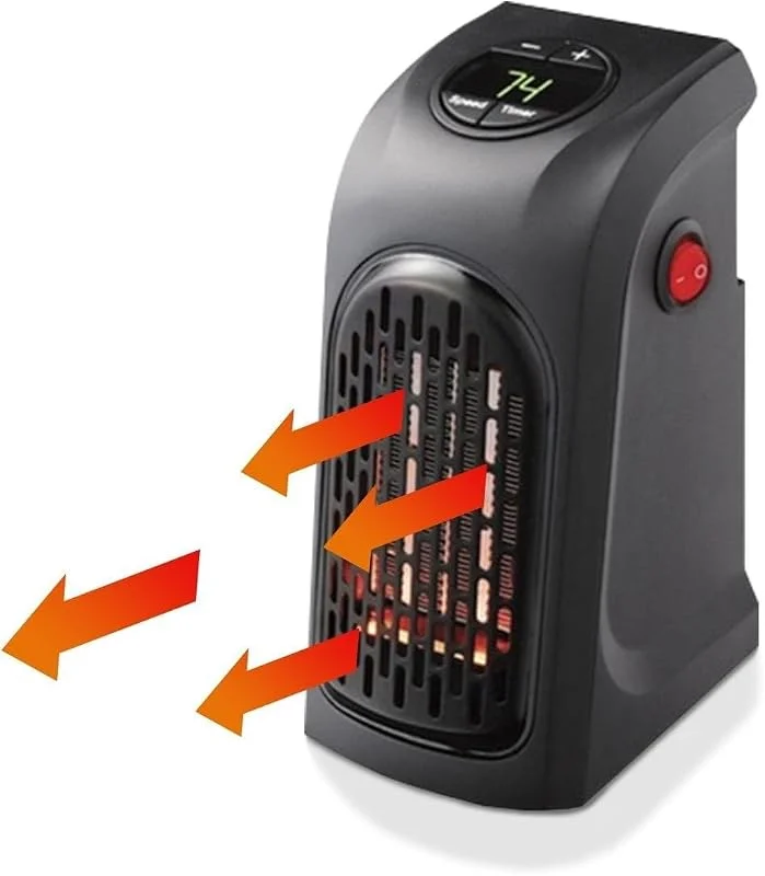 Steckdosen-Heizlüfter für Badezimmer, 400 W, Keramik, Thermostat 15-32 °C, 12 h Timer, LED-Display, 2 Geschwindigkeitsstufen, geringer Stromverbrauch — Heizung Warmepumpe