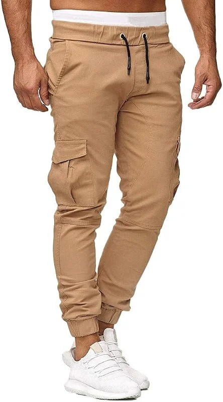 Herren Hose Chino Cargo Hose Jogginghose Herren Baumwolle Sporthose Casual Freizeithose Elastische Taille Mit Kordelzug Sweatpants Men Mit Taschen Leicht Freizeithose — Heizkleidung
