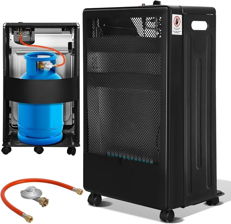 Gasheizer 3800 Watt Gas Heizstrahler inkl. Gasdruckregler Gasschlauch, Gasheizofen Gasheizgerät, Gasheizung für Innenräume, für Gasflaschen bis 15kg — Heizung Warmepumpe