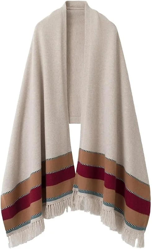 Schal Dicker Kaschmirschal for Damen, farblich abgesetzt, mit Quasten, warm for Herbst und Winter — Heizkleidung