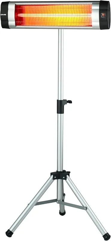 DMS® Infrarotstrahler Heizstrahler Wärmestrahler 2in 1 Terrassenstrahler Temperatur 3-Stufig höhenverstellbarem Teleskopstativ Wickeltischstrahler Terrassenheizer Quarzstrahler 2500W mit Fernbedienung — Heizung Warmepumpe